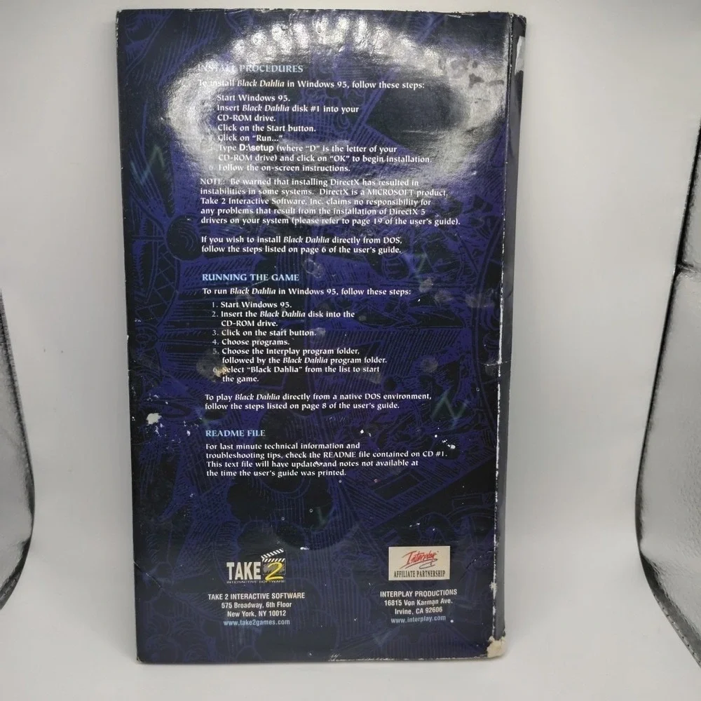 Black Dahlia Interplay & Take 2 Horror Mystery PC Big Box‎ CD-ROM Game 1997